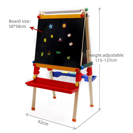 Nesta Toys Easel With Adjustable Double Sided Magnetic Board-Enhances Motor Skills-Art & Craft Kit-18M+