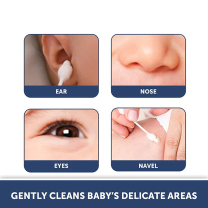 Hopop Safety Tips Cotton Buds-Dual Ended-Made With Natural Cotton-For Infants-55 Pieces