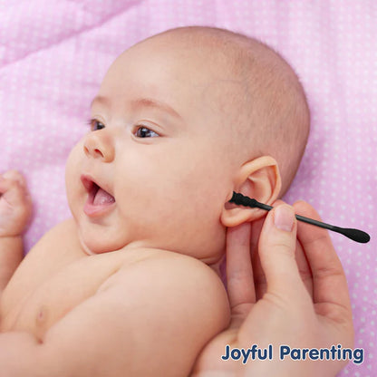 Hopop Cotton Buds-Infused With Black Charcoal-100% Organic Cotton-For Infants-100 Pieces