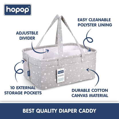 Hopop Diaper Caddy-With Side Pockets-Grey