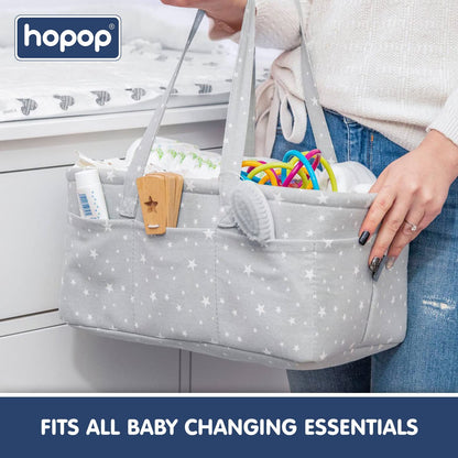 Hopop Diaper Caddy-With Side Pockets-Grey