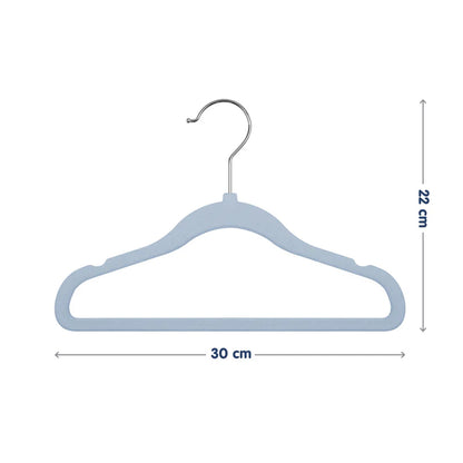 Hopop Non Slip Velvet Baby Cloth Hangers-Helps in Organising Baby Wardrobe-Perfect for Small Garments-Blue