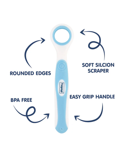 Hopop Baby Tongue Cleaner-With Rounded Edges-Blue