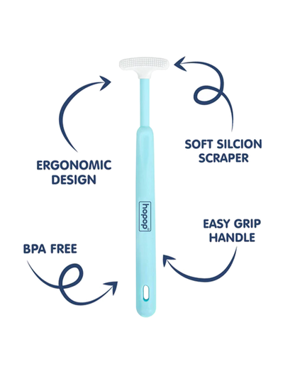 Hopop Baby Tongue Cleaner-Ergonomic Design-Blue