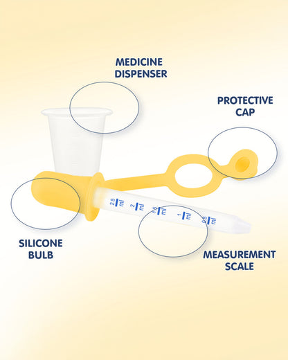 Hopop Medicine Dispenser & Dropper-With Spill Proof Design & Marked Measurements-Yellow-For Infants