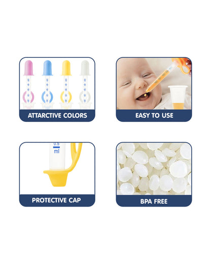 Hopop Medicine Dispenser & Dropper-With Spill Proof Design & Marked Measurements-Yellow-For Infants