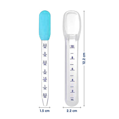 Hopop Medicine Spoon & Dropper-With Spill Proof Design & Marked Measurements-Blue-For Infants