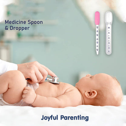 Hopop Medicine Spoon & Dropper-With Spill Proof Design & Marked Measurements-Blue-For Infants