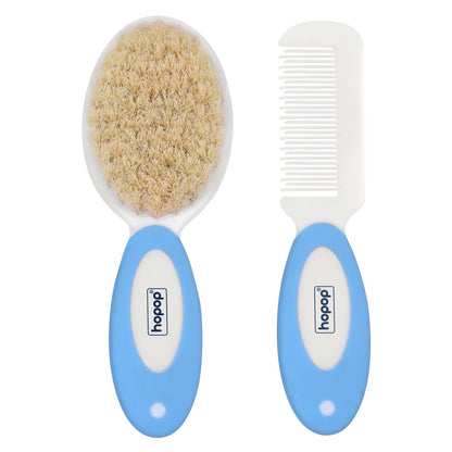 Hopop BPA-Free Baby Hair Brush & Comb Set-Blue