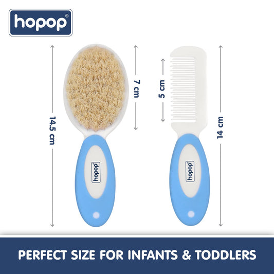 Hopop BPA-Free Baby Hair Brush & Comb Set-Blue