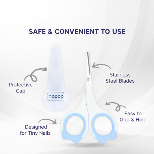 Hopop Baby Nail Scissor-With Rounded Tips-0 to 12M-Blue
