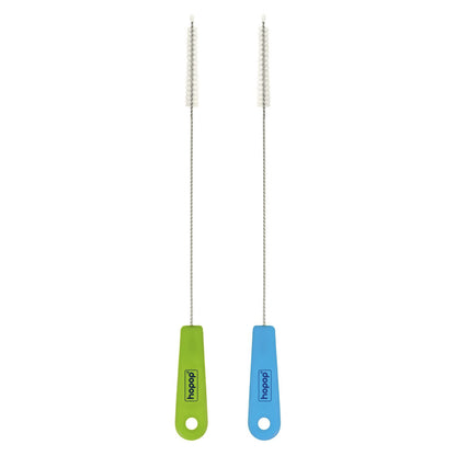 Hopop Easy Straw Cleaning Brush-Stainless Steel-Nylon Bristles-Pack of 2-Blue & Green