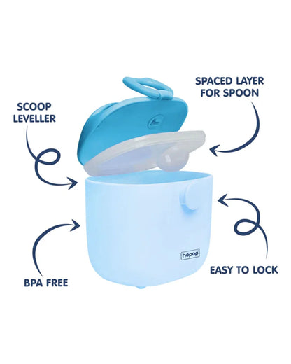 Hopop Milk Powder & Multi Purpose Food Container-Airtight Seal-With Scoop Spoon-210 ml-Blue