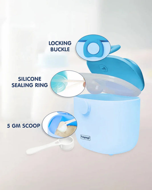 Hopop Milk Powder & Multi Purpose Food Container-Airtight Seal-With Scoop Spoon-210 ml-Blue