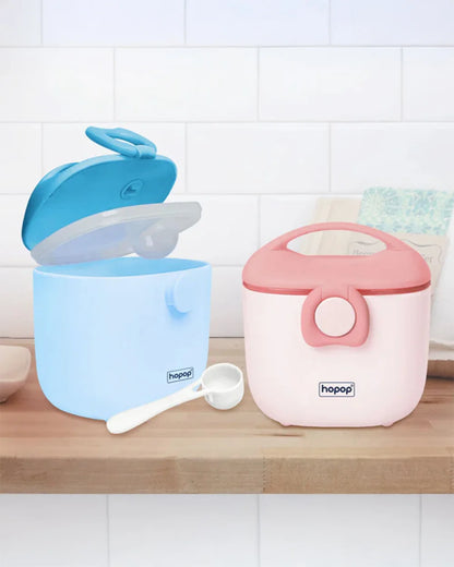 Hopop Milk Powder & Multi Purpose Food Container-Airtight Seal-With Scoop Spoon-210 ml-Blue