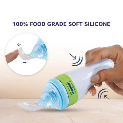 Hopop Soft Squeezy Silicone Food Feeder-Round Edges-Easy Grip Design-90 ml-Blue-For Infants