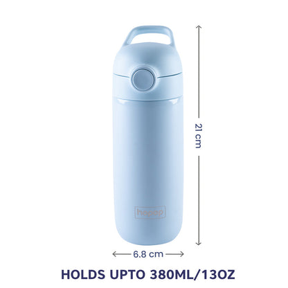 Hopop Stainless Steel Vacuum Bottle-Double Walled Insulation-With Flip Top Cap-380 ml-Blue