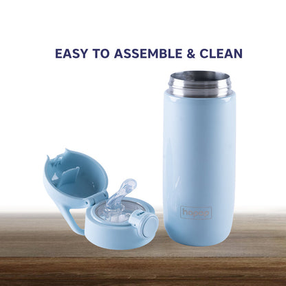 Hopop Stainless Steel Vacuum Bottle-Double Walled Insulation-With Flip Top Cap-380 ml-Blue