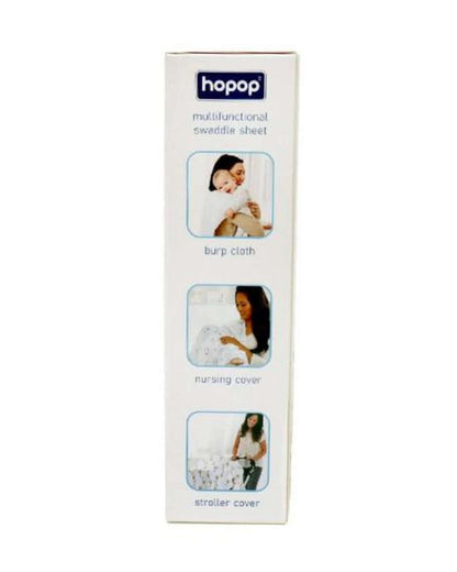 Hopop Elephant Baby Swaddle-100% Organic Cotton Muslin-White-For Infants