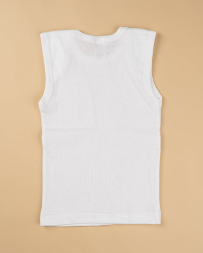 Hopop White Vest-Shoulder Snap-Solid-Cotton-Pack of 3-For Infants