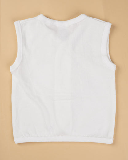 Hopop White Vest-Front Open-Solid-Cotton-Pack of 3-For Infants