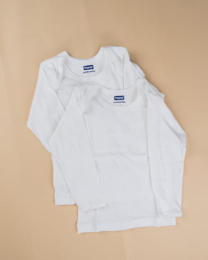 Hopop White Vest-Solid-Cotton-Pack of 2-For Infants