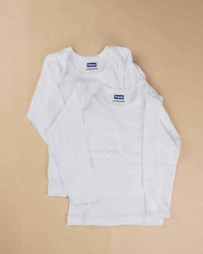 Hopop White Vest-Solid-Cotton-Pack of 2-For Infants