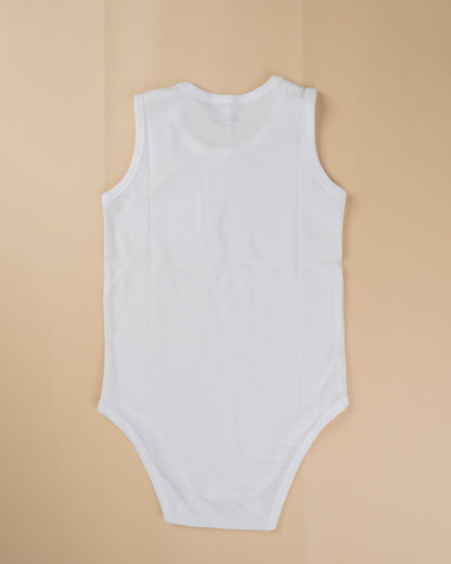 Hopop White Vest Bodysuit-Sleeveless-Solid-Cotton-Pack of 3-For Infants