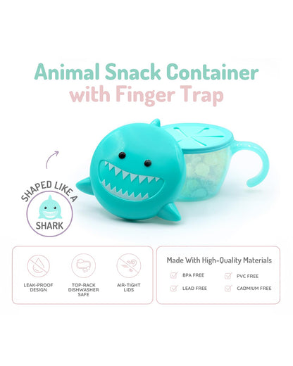 Melii Snack Container With Finger Trap-Airtight & Leakproof Lid-Dishwasher Safe-200 ml-Shark-For Feeding Infants