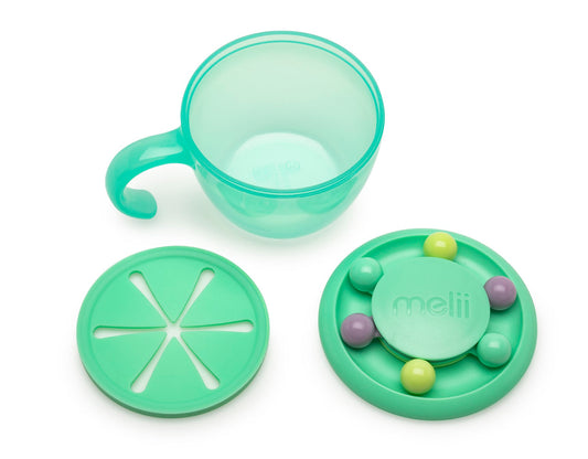 Melii Abacus Snack Container With Finger Trap-Doubles as a Toy-200 ml-Dishwasher Safe-Mint-For Feeding Infants