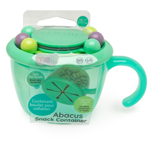 Melii Abacus Snack Container With Finger Trap-Doubles as a Toy-200 ml-Dishwasher Safe-Mint-For Feeding Infants