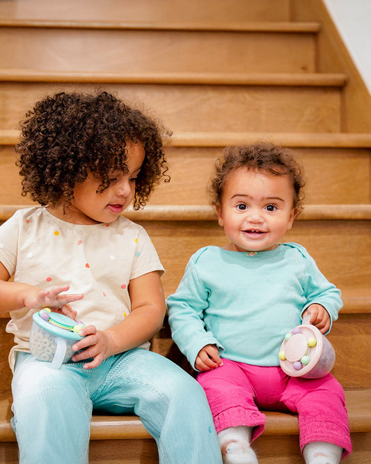 Melii Abacus Snack Container With Finger Trap-Doubles as a Toy-200 ml-Dishwasher Safe-Pink-For Feeding Infants