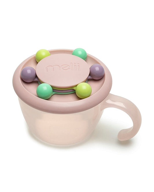 Melii Abacus Snack Container With Finger Trap-Doubles as a Toy-200 ml-Dishwasher Safe-Pink-For Feeding Infants