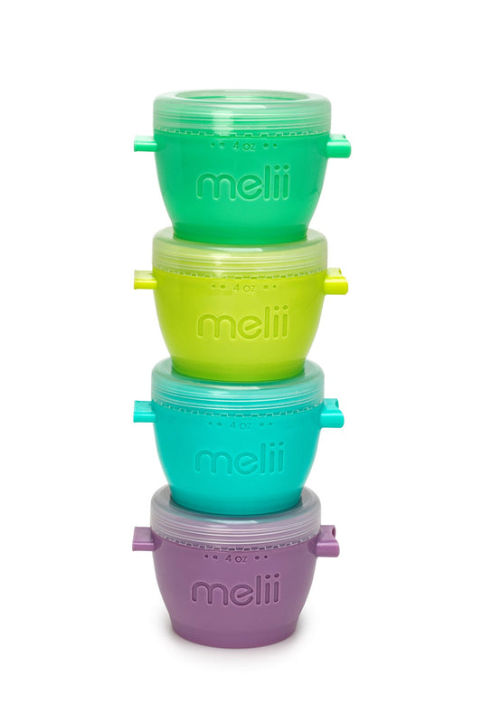 Melii Snap & Go Pods-Airtight & Leakproof Cover-Microwave & Dishwasher Safe-118 ml-Pack of 4-For Feeding Infants