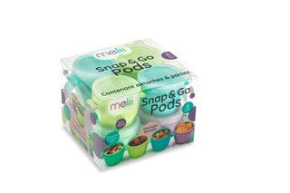 Melii Snap & Go Pods-Airtight & Leakproof Cover-Microwave & Dishwasher Safe-118 ml-Pack of 4-For Feeding Infants