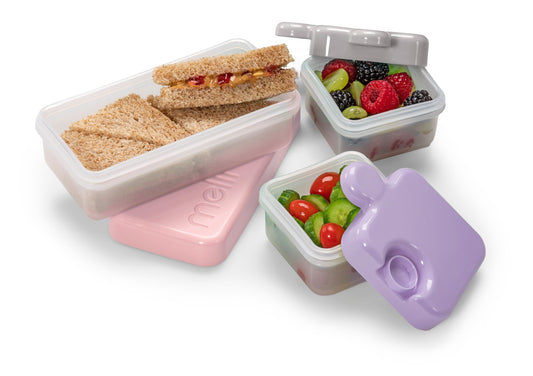 Melii Puzzle Container-Airtight & Leakproof-Microwave, Freezer & Dishwasher Safe-Purple, Grey & Pink-For Feeding Infants