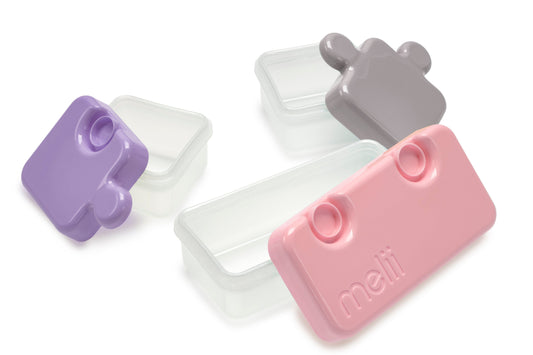 Melii Puzzle Container-Airtight & Leakproof-Microwave, Freezer & Dishwasher Safe-Purple, Grey & Pink-For Feeding Infants