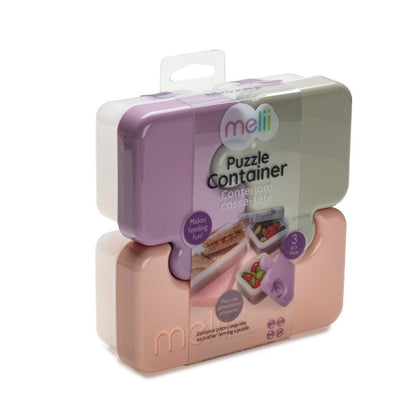 Melii Puzzle Container-Airtight & Leakproof-Microwave, Freezer & Dishwasher Safe-Purple, Grey & Pink-For Feeding Infants