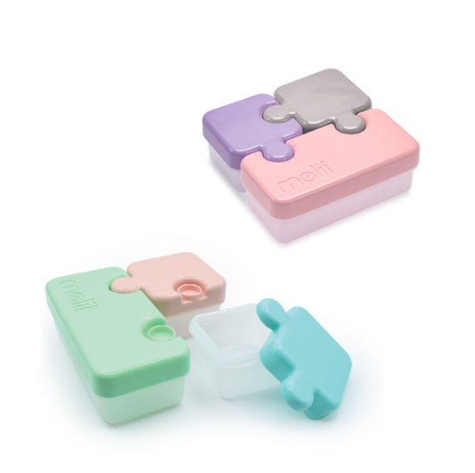 Melii Puzzle Container-Airtight & Leakproof-Microwave, Freezer & Dishwasher Safe-Purple, Grey & Pink-For Feeding Infants