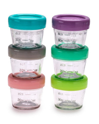 Melii Glass Food Container-Airtight Leakproof Lid-With Measurement Markings-118 ml-Pack of 6-For Feeding Infants