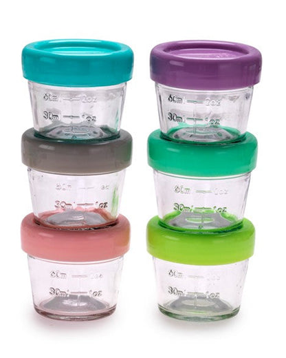 Melii Glass Food Container-Airtight & Leakproof Lid-With Measurement Markings-118 ml-Pack of 6-For Feeding Infants