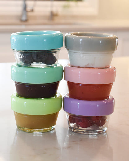 Melii Glass Food Container-Airtight & Leakproof Lid-With Measurement Markings-118 ml-Pack of 6-For Feeding Infants