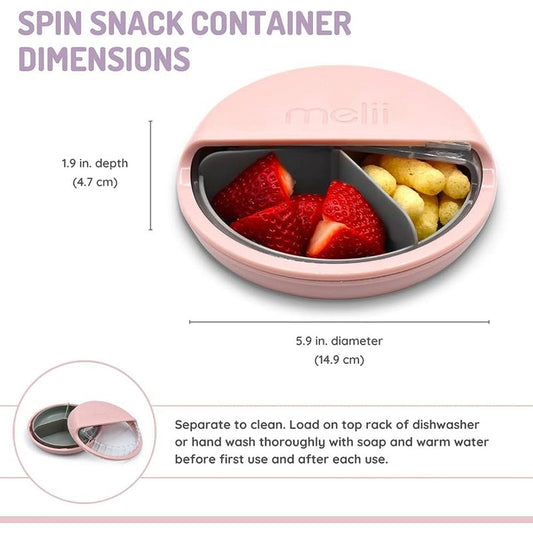 Melii Spin Snack Container-3 Compartments-Dishwasher Safe-342 ml-Pink & Grey-For Feeding Infants