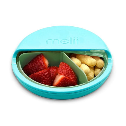 Melii Spin Snack Container-3 Compartments-Dishwasher Safe-342 ml-Blue & Mint-For Feeding Infants