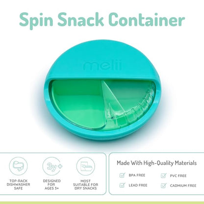 Melii Spin Snack Container-3 Compartments-Dishwasher Safe-342 ml-Blue & Mint-For Feeding Infants