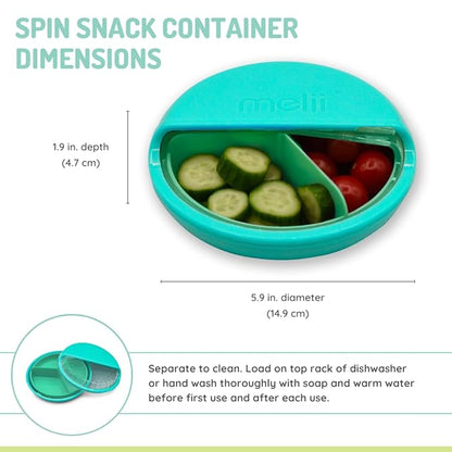 Melii Spin Snack Container-3 Compartments-Dishwasher Safe-342 ml-Blue & Mint-For Feeding Infants