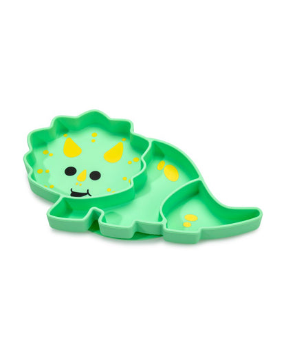 Melii 100% Food Grade Silicone Plate-Suction Base-With Divided Sections-Microwave & Dishwasher Safe-Dinosaur-For Feeding Infants