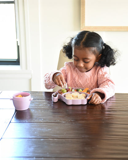 Melii 100% Food Grade Silicone Plate-Suction Base-With Divided Sections-Microwave & Dishwasher Safe-Unicorn-For Feeding Infants