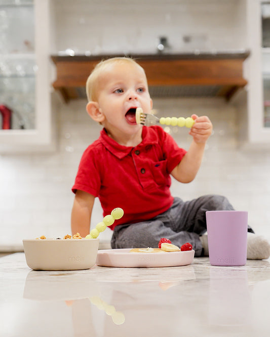 Melii 3 Piece Meal Set-Food Grade Silicone-Microwave & Dishwasher Safe-Lime, Mint & Blue-For Feeding Infants