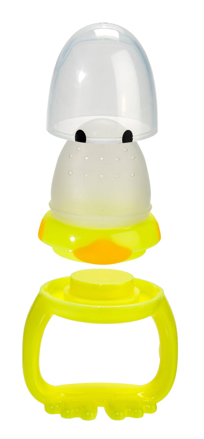 Melii Silicone Fresh Food Feeder & Teether-Duck-Long Handles-Microwave Safe-For Infants